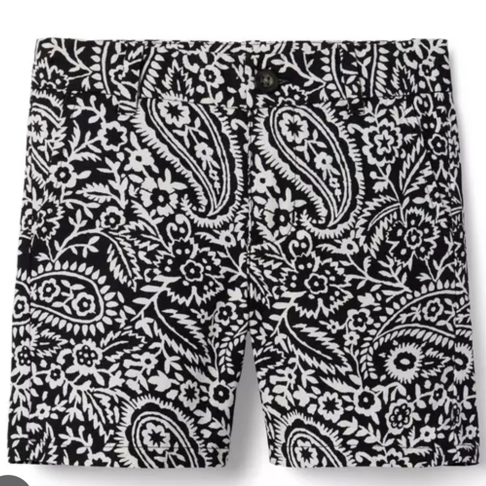NWOT Janie and Jack Paisley Poplin Shorts in Black and White Paisley